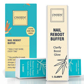 Onsen Secret professional nail buffer block shows 4-way buffing for natural shine.
