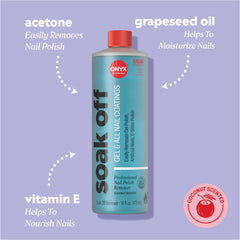 Fórmula nutritiva de Onyx Professional con vitamina E y aceite de semilla de uva para uñas sanas.