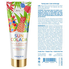 Onyx Suncolada bottle side view showing compact packaging and easy-to-use bronzer