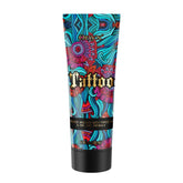 Onyx Tattoo Safe Tanning Lotion bottle shows fade protection for tattoo ink.