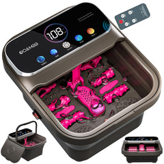 OOAMBB collapsible foot spa remote control in use for comfortable operation