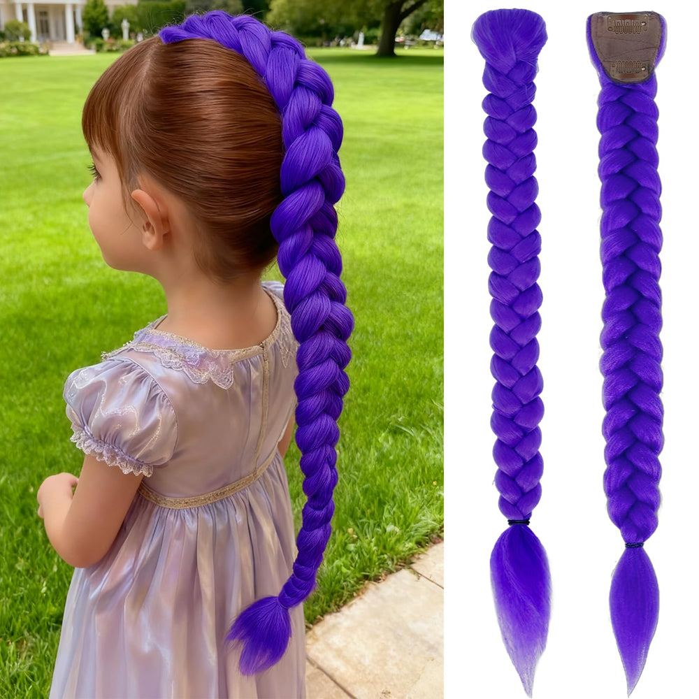 OOPPOO 24in purple braid ponytail clip-in for quick cosplay looks