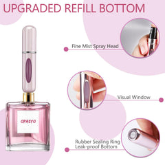 opasyo travel perfume bottle aluminum body, leak proof for safe packing.