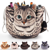 Openhahaha drawstring travel organizer with cat design for easy cosmetics storage.