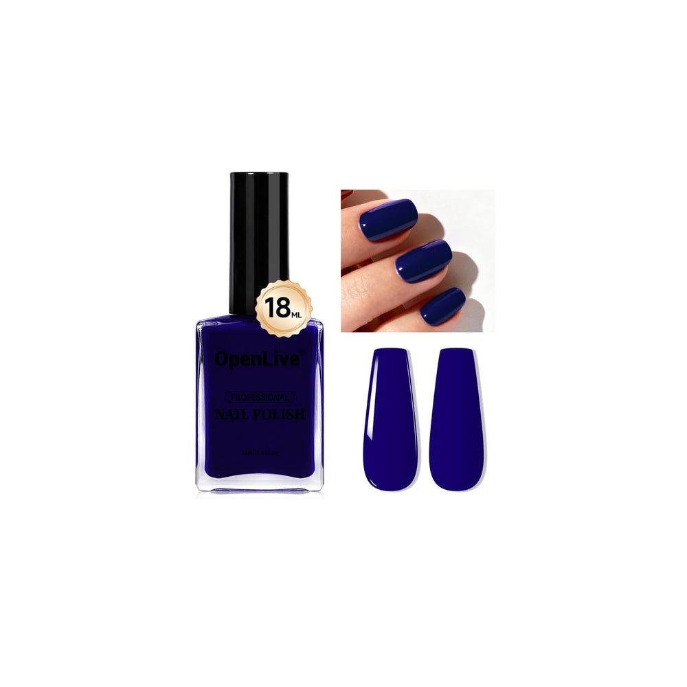 OpenLive 18ml blue nail polish bottle ready for at-home application
