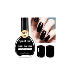 OpenLive black nail polish bottle with glossy finish for chic at-home manicures