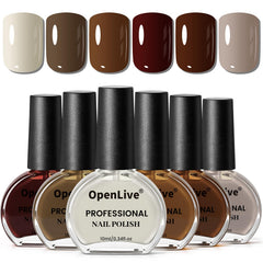 OpenLive chocolate brown nail polish set six colors for versatile fall looks
