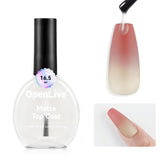 OpenLive Matte Top Coat bottle cap close-up for a sleek velvet matte look.