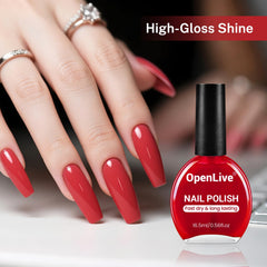 OpenLive bottle cap and brush close-up for easy home manicure.