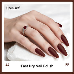 OpenLive nail polish brush stroke demonstrating smooth application and quick-dry results.