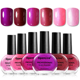 OpenLive nail polish set in red glitter for bold, long-lasting nails.