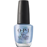 OPI Angels Flight to Starry Nights: botella con tono azul claro y brillo holográfico duradero.