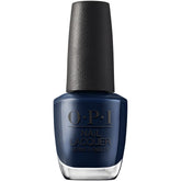 OPI Midnight Mantra, botella de esmalte azul marino crema, acabado duradero.