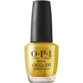 OPI Esmalte Metálico Dorado Rewind: frente de botella, color vibrante y cobertura uniforme.
