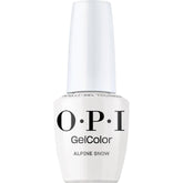 OPI GelColor Alpine Snow bottle shot shows a crisp, glossy white finish for salon nails.