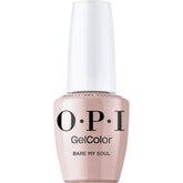OPI GelColor Bare My Soul nude application shows smooth, even coverage and salon-grade shine