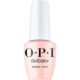 OPI GelColor Bubble Bath bottle close-up showing sheer pink gloss and lasting shine