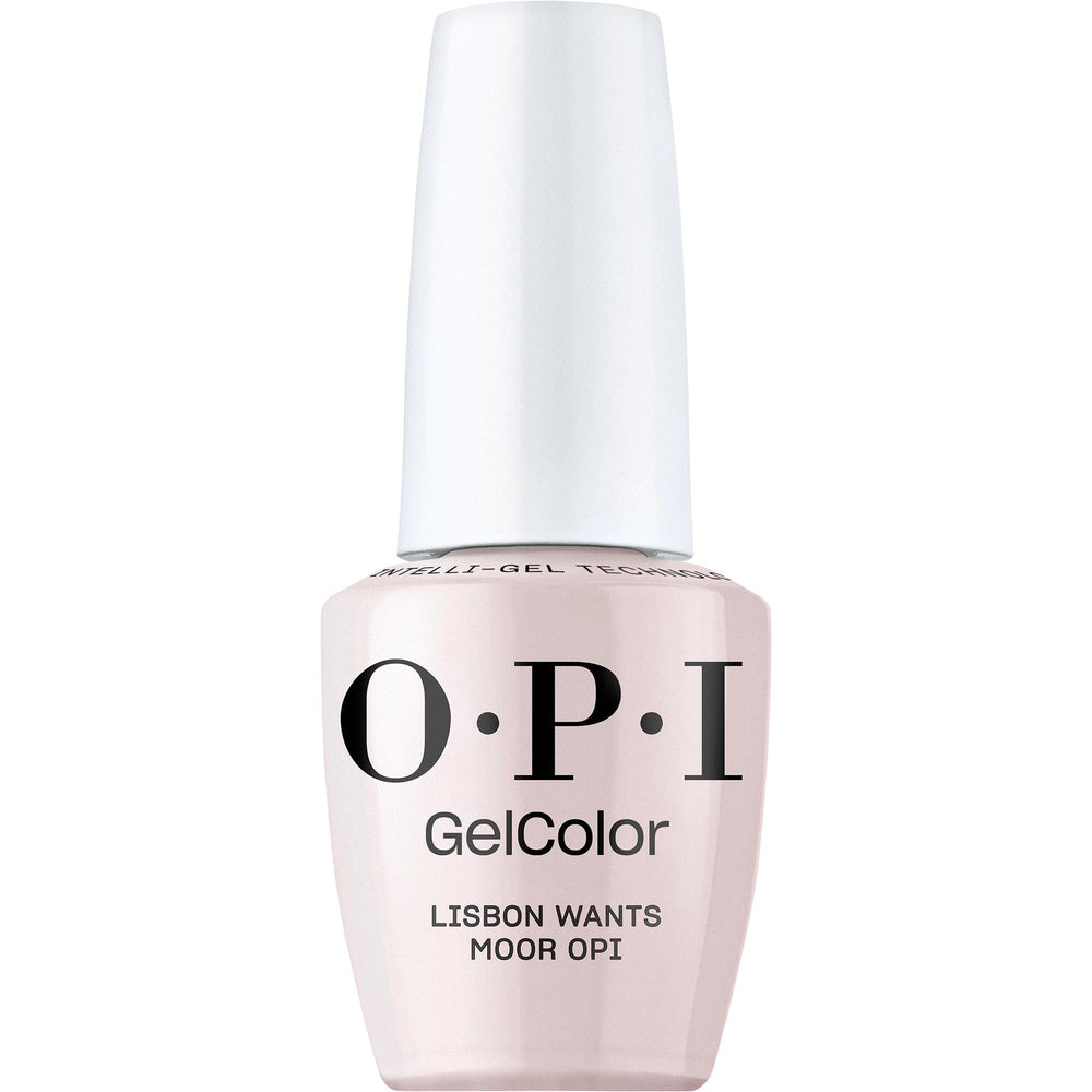 OPI GelColor Lisbon Wants Moor bottle with soft pink creme for salon-quality color