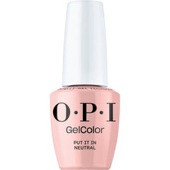 OPI GelColor Put It in Neutral bottle showing a sheer nude pink shade for long-lasting color.