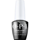 OPI GelColor Super Gloss Top Coat bottle close-up showing long-lasting, brilliant shine