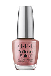 OPI Infinite Shine Chicago Champaign Toast, botella rosado oscuro perlado, acabado duradero.
