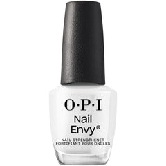 OPI Nail Envy Alpine Snow bottle close-up showing vegan nail strengthening formula.