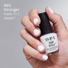 OPI Nail Envy Alpine Snow brush prepared for precise layer-building application.