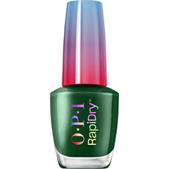 OPI RapiDry botella verde oscura, crema intensa para un look profundo y duradero.
