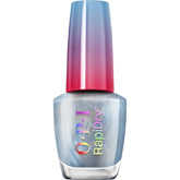 OPI RapiDry Freeze n’ Thank You en botella azul metálico, secado rápido.