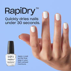 OPI RapiDry con brocha amplia para cobertura suave y sin rayas.