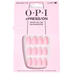 OPI xPRESS/ON Mod About You, uñas rosas claras redondas para estilo suave y diario.