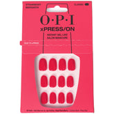 OPI xPRESS/ON Strawberry Margarita puntas cortas redondas rosa brillante para uñas uniformes