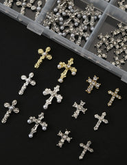 OPMADM cross nail charms grid in gold delivers bold accents for statement nails