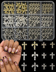 OPMADM cross nail charms grid in white gold adds elegant sparkle to nails