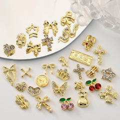 OPMADM gold nail charms cherries create playful accents on nails