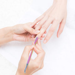 OPOVE flat-head cuticle tool smooths edges and cleans cuticle