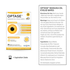 Optase toallitas parpados-manuka aceite, uso diario suave y cómodo.