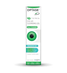 Optase TTO Eyelid Cleansing Gel rinse and dry shows a clean, gentle finish.