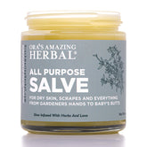 Ora's Amazing Herbal salve jar closeup for eco-friendly skincare.