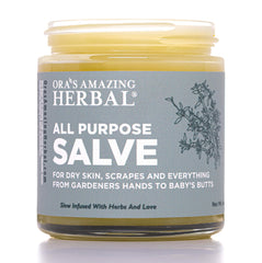 Ora's Amazing Herbal salve jar closeup for eco-friendly skincare.