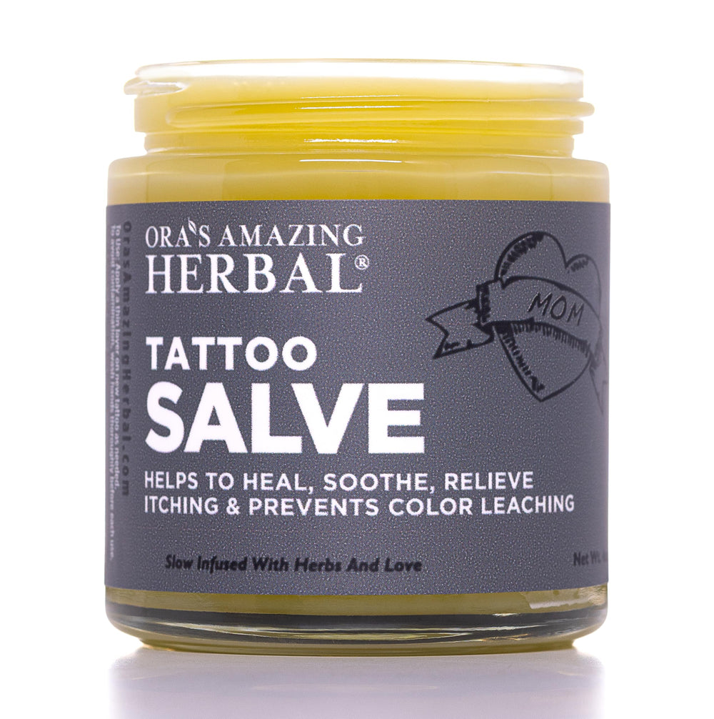 Ora's Amazing Herbal Tattoo Salve bottle for post-tattoo aftercare