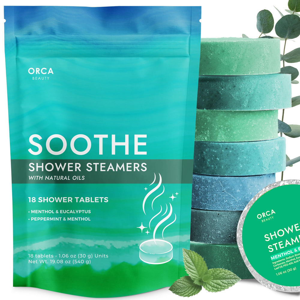 Tableta de ducha Orca Beauty para relajación, aroma suave y envolvente.