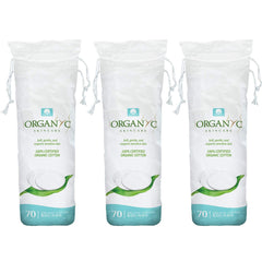 Organyc 100% organic cotton rounds for gentle facial cleansing and makeup removal.