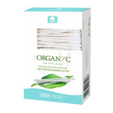 Organyc empaquetado con 200 unidades de hisopos blancos para almacenamiento práctico.