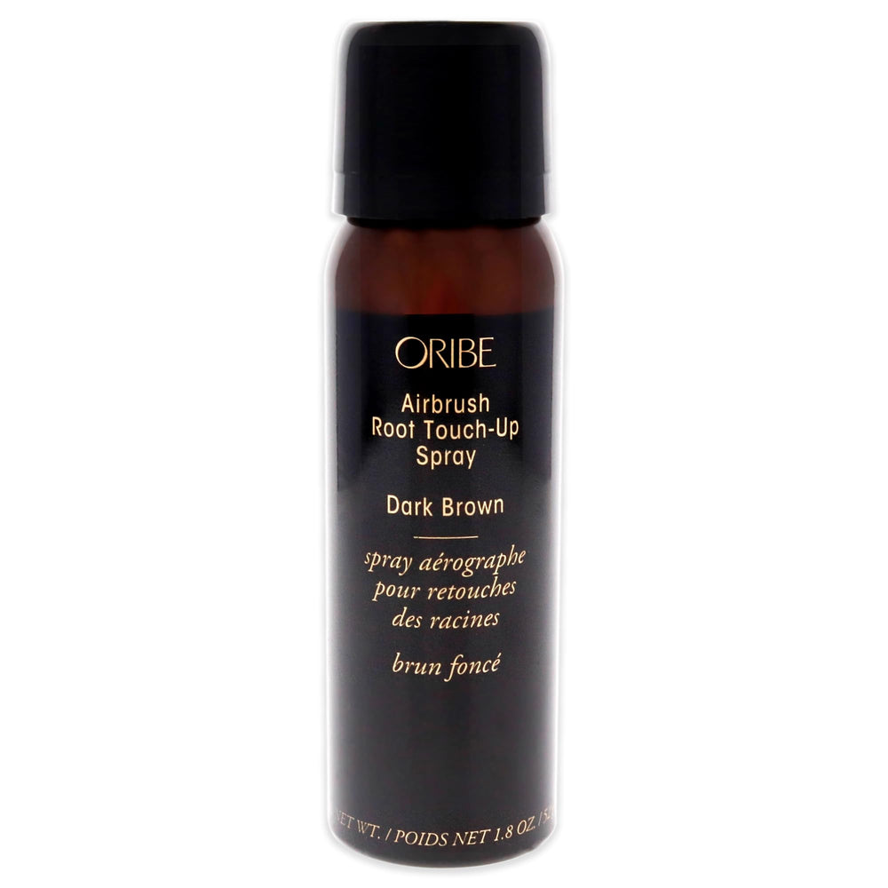 Oribe Airbrush Root Touch Up Spray bottle applying seamless color to roots for quick grey coverage