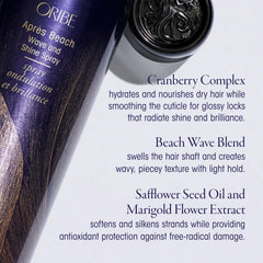 Oribe Apres Shine Moisture Spray highlights glossy finish and nourished hair