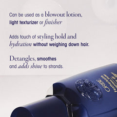 Oribe Feather Balm texture swipe demonstrates detangling and a smooth finish.