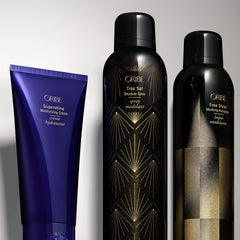 Oribe Free Styler hairspray finish on hair enables flexible styling throughout the day.