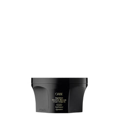 Oribe Signature Moisture Masque jar close-up highlights rich hydration for dry hair.