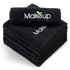 Orighty toallas desmaquillantes de microfibra negro 13x13 para eliminar maquillaje con suavidad.